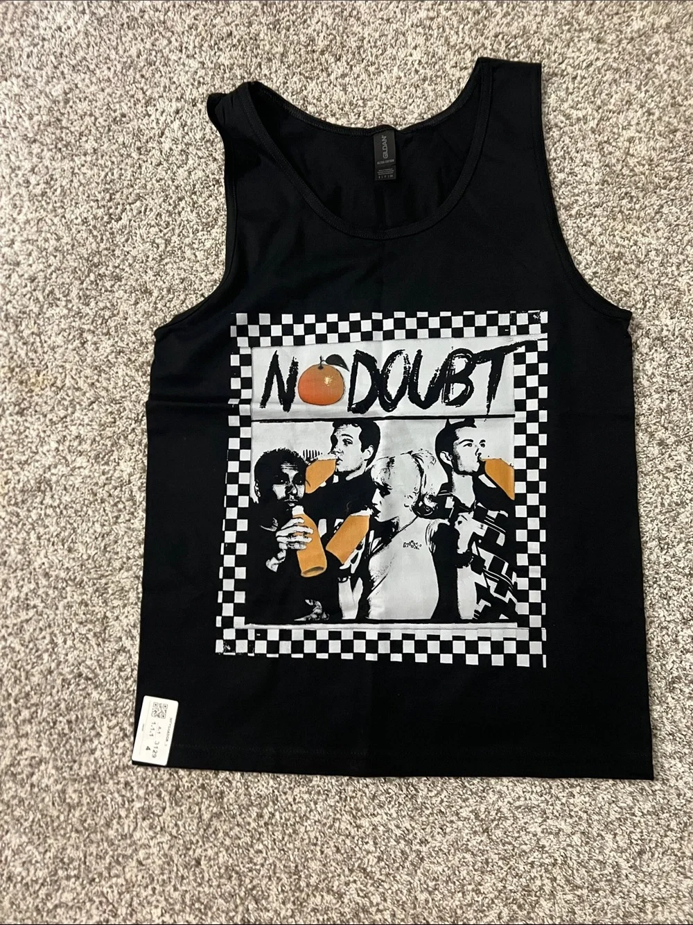 Gildan Black No Doubt Graphic Tank with Orange Accents
